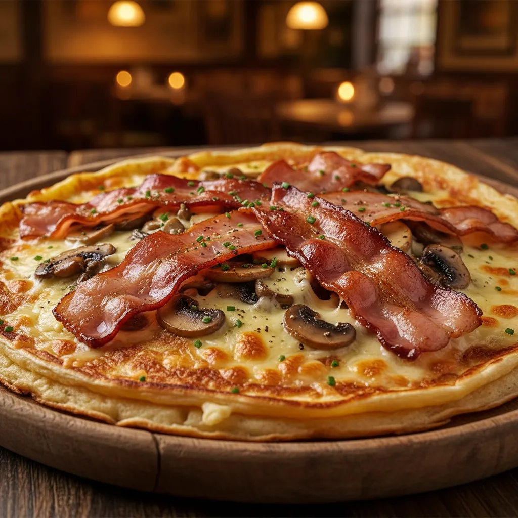 Hartige pannenkoek met spek en kaas